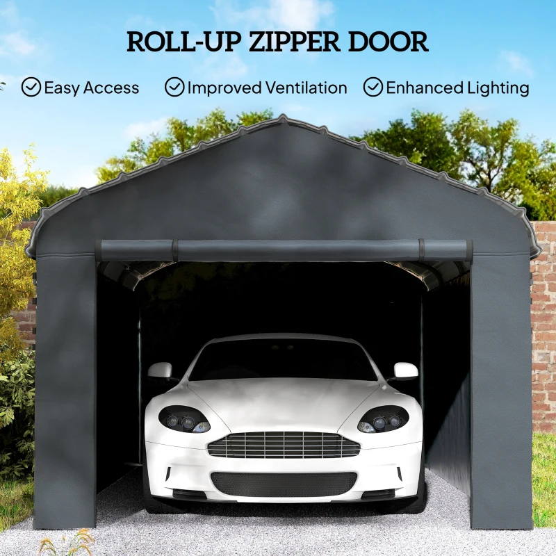 Outsunny Carport Replacement Sidewall Panel for 10' x 15' Carports, UPF50+ Waterproof Replacement Side Wall Cover, Dark Gray