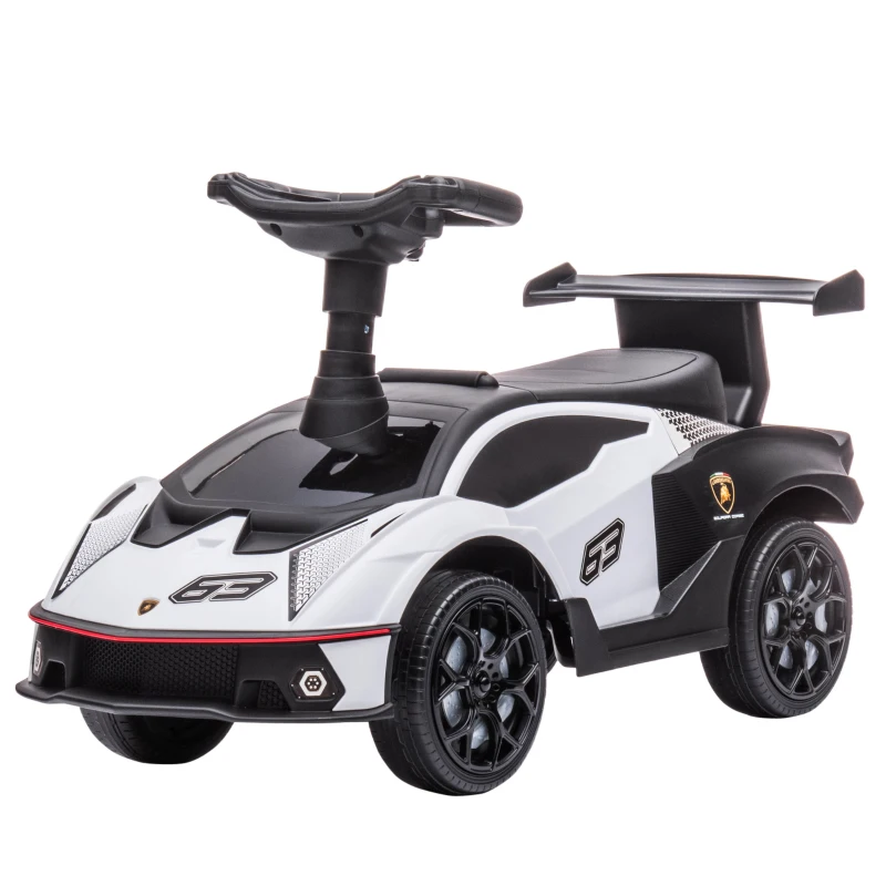 Aosom Ride on Push Car, Ride Racer, Foot-to-Floor Walking Sliding Car for Toddler with Under Seat Storage, Horn and Engine Sound, Steering Wheel, Aged 18-36 Months, White
