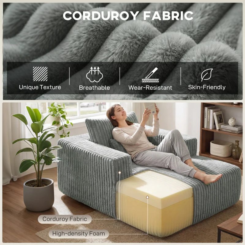 HOMCOM Sofa Bed, Sleeper Chair Bed with Pillow, Single, Grey
