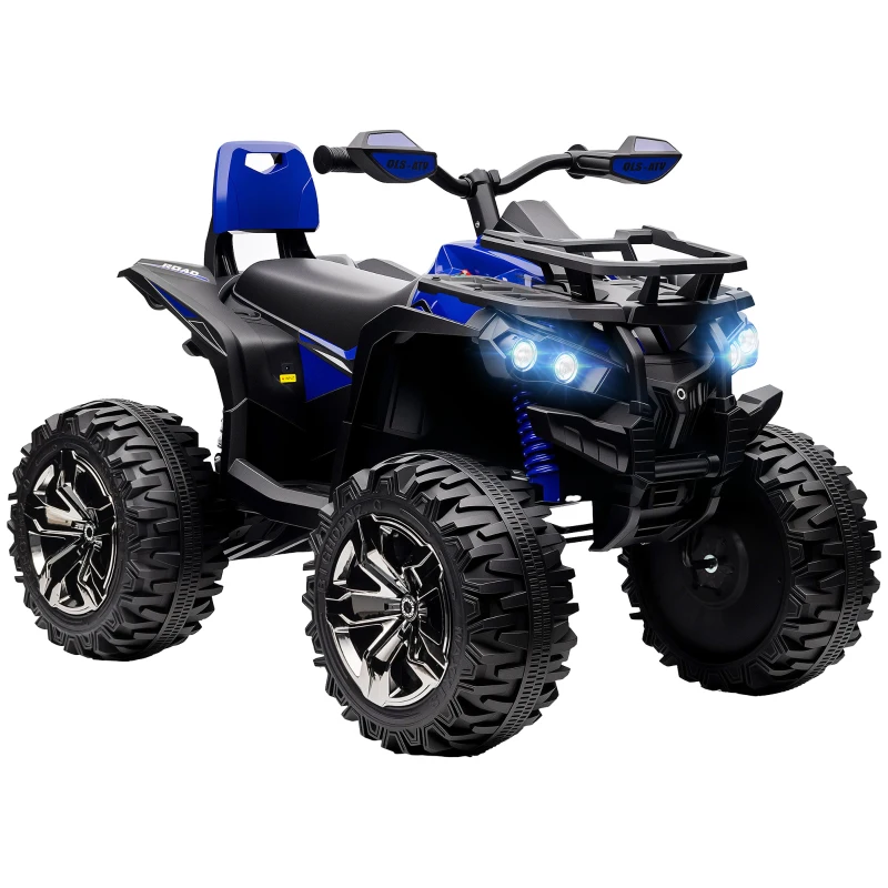 Aosom 12V 4 Wheeler Kids ATV with Music, Headlights for 37-60 Months Boys and Girls, Blue