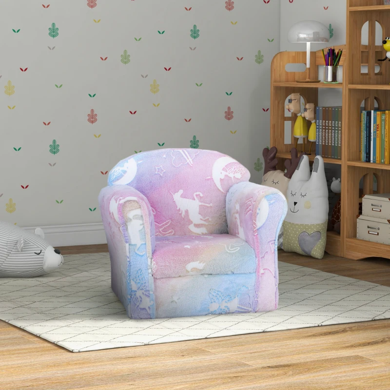 Qaba Kids Sofa with Glowing Fairy Design for 18-36 Months, Multicolor