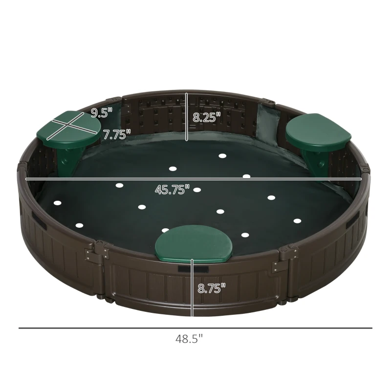 Outsunny Kids Outdoor Sandbox with Cover Garden Bed Sand Pit, Easy Assembly Children's Round Sandbox