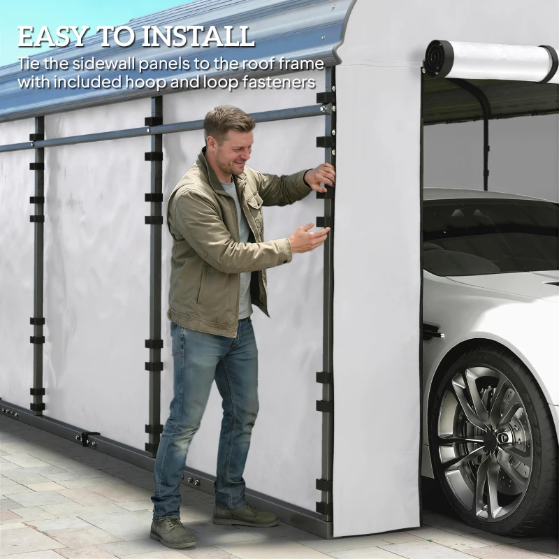 Outsunny Carport Replacement Sidewall Panel for 12' x 20' Carports, UPF50+ Waterproof Replacement Side Wall Cover, White