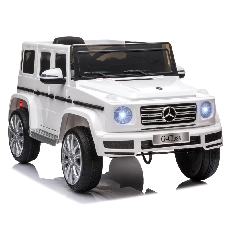 Aosom Mercedes Benz G500 Licensed 12V Kids Ride on Car with Remote Control, Music, Lights, MP3 for 37-96 months, White
