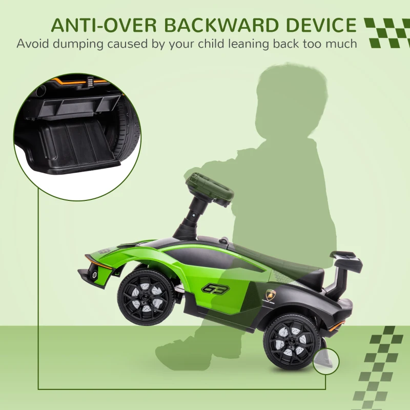 Aosom Ride on Push Car, Ride Racer, Foot-to-Floor Walking Sliding Car for Toddler with Under Seat Storage, Horn and Engine Sound, Steering Wheel, Aged 18-36 Months, Green