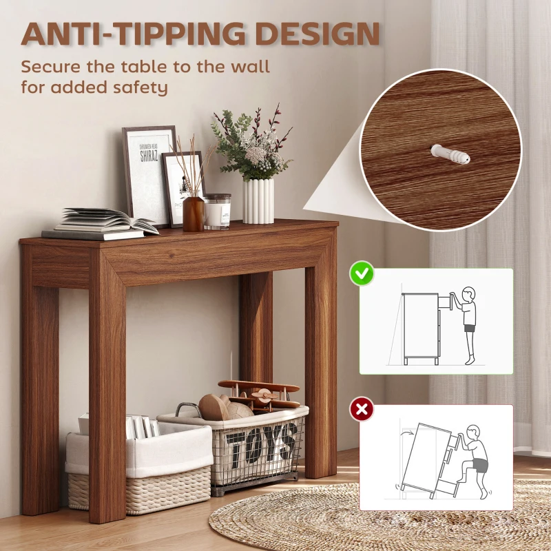 HOMCOM Modern Console Table, 47" Narrow Entryway Table, Walnut