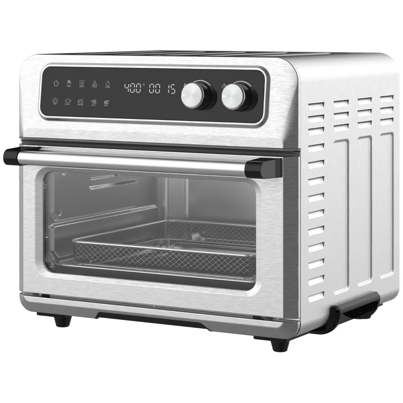 HOMCOM Air Fryer Toaster Oven, 21QT 8-In-1 Convection Oven Countertop, Broil, Toast, Dehydrator, Thaw and Air Fry,  Accessories Included, 1800W, Stainless Steel Finish