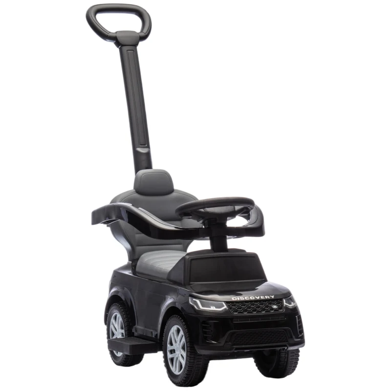 Qaba Land Rover Discovery Licensed 2-in-1 Ride On Push Car with Removable Parent Handle, Under-Seat Storage, Black