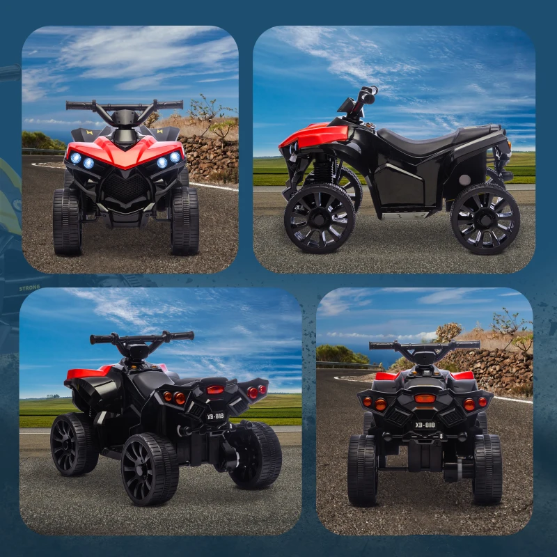 Qaba 6V Kids ATV, 4 Wheeler Electric Ride on Car with Music and LED Headlights, for Ages 18-56 Months Boys and Girls, Red