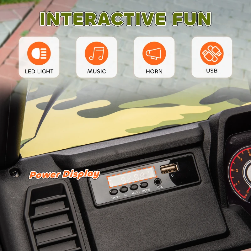 Qaba 12V Kids Electric Car with Parent Remote Control, Spring Suspension, Soft Start, Music, LED Light, Safety Belt, Green