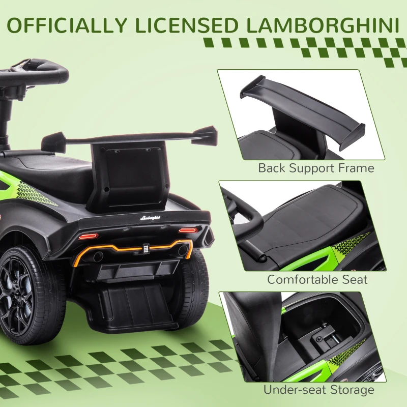 Aosom Ride on Push Car, Ride Racer, Foot-to-Floor Walking Sliding Car for Toddler with Under Seat Storage, Horn and Engine Sound, Steering Wheel, Aged 18-36 Months, Green