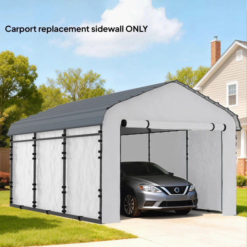 Outsunny Carport Replacement Sidewall Panel for 12' x 20' Carports, UPF50+ Waterproof Replacement Side Wall Cover, White