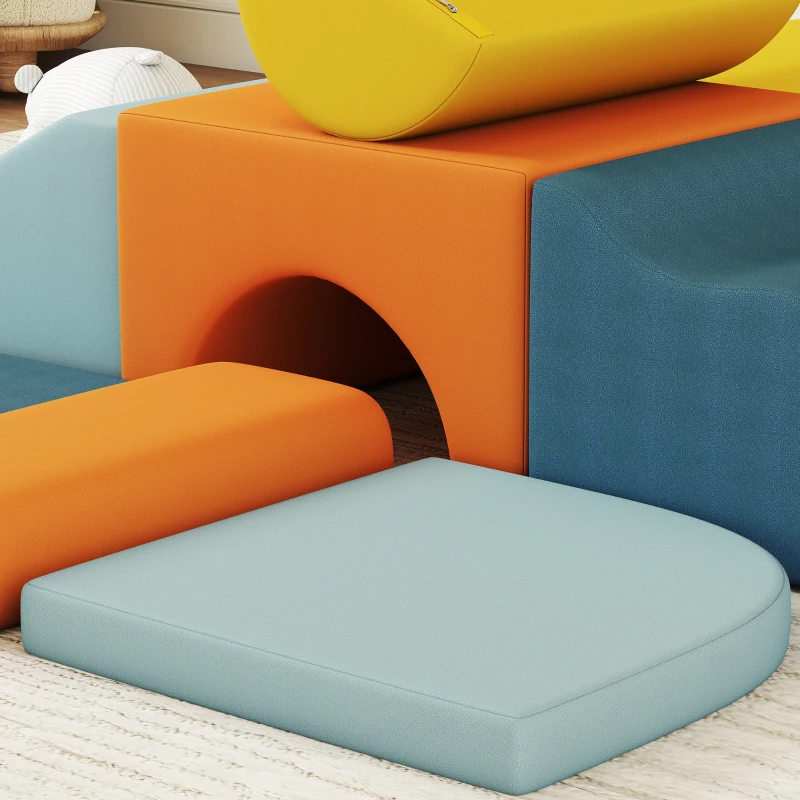 Qaba 9-Piece Soft Play Set, Kids Soft Play Foam Blocks with Detachable Cover for Climbing and Crawling, Multicolored
