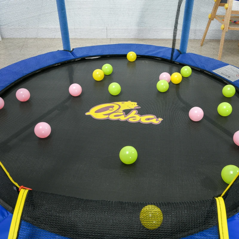 Qaba 4.6' Trampoline for Kids with Safety Enclosure & Ball Pit, Blue
