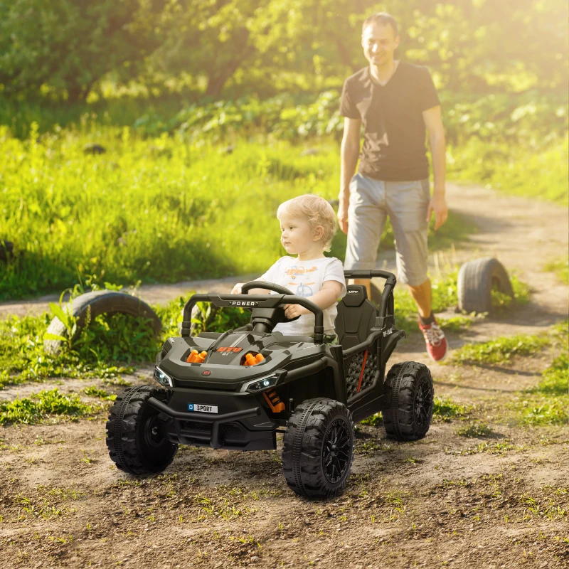 Qaba 12V Ride On Truck, Battery Powered Electric Car for Kids w/ Remote Control, 4-Wheel Suspension & LED Lights, Black