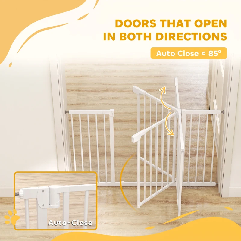 PawHut Baby Gate, Pet Safety Gate Pressure Fit, 30"-51" Wide with Two-Way Open, Auto-Close for Stair, Doorways, Hallways, Black