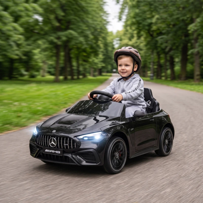 Qaba 12V Electric Car for Kids Licensed Mercedes AMG CLE 53 with Remote, Suspension, Lights, Music for 37-72 Months, Black