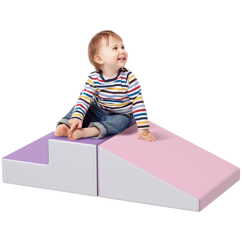 Soozier 2-Piece Climb and Crawl Activity Soft Play Set, for Toddler Preschooler Babies Indoor, Purple