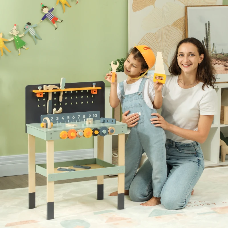 Qaba 49 Piece Toddler Tool Set for Ages 3-6 Years, Light Blue