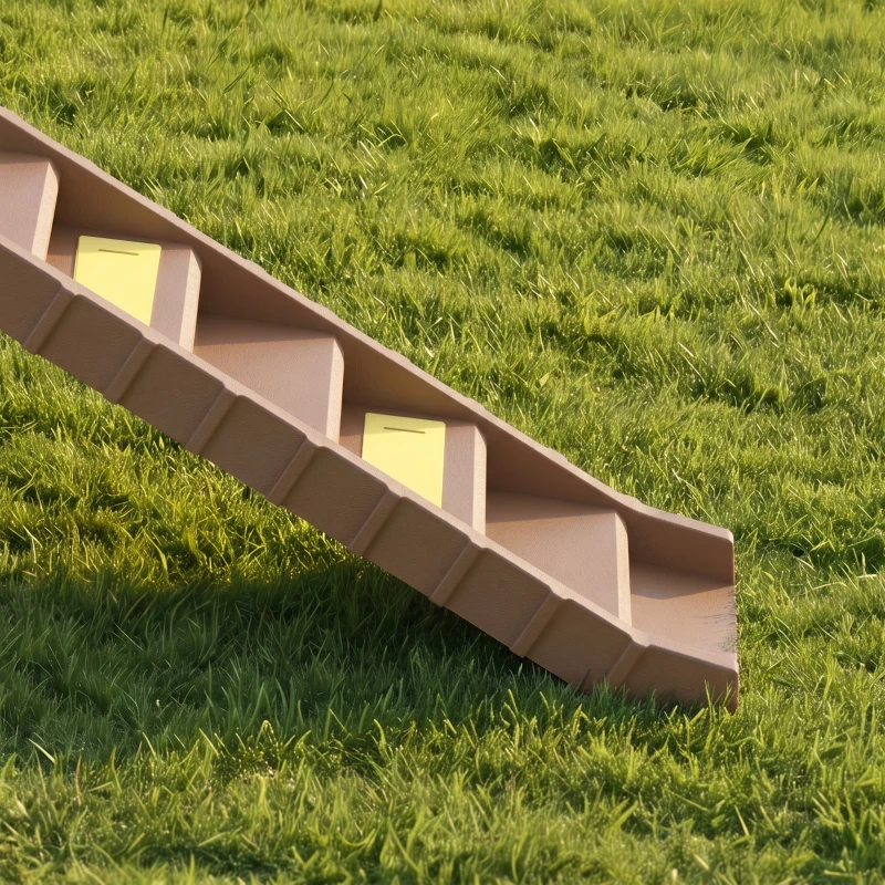 PawHut Dog Stairs for Car Truck SUV, Foldable Dog Ramp for Large Medium Small Dogs, Brown