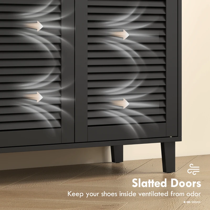 HOMCOM Shoe Cabinet with Adjustable Shelves Shoe Storage Cabinet with 2 Doors for Entryway Hallway Black