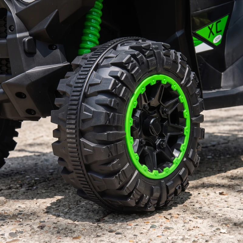Aosom Kids ATV 4 Wheeler, 12V Kids Ride On Toy with Dual Motors, High & Low Speed, Music, Headlights, Up to 3.7 MPH, Green