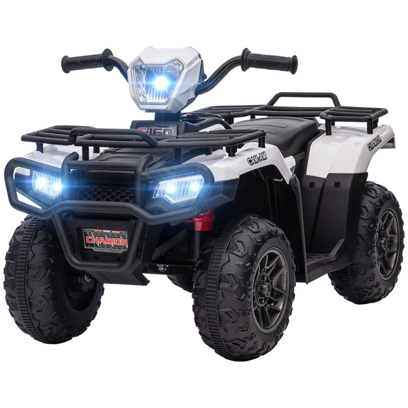 Aosom 12V Electric Toy Car with Forward Backward Function, Music, LED Headlights, for Ages 3-5 Years, White