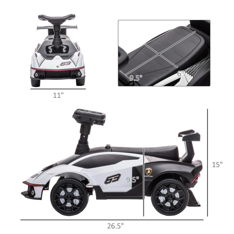 Aosom Ride on Push Car, Ride Racer, Foot-to-Floor Walking Sliding Car for Toddler with Under Seat Storage, Horn and Engine Sound, Steering Wheel, Aged 18-36 Months, White