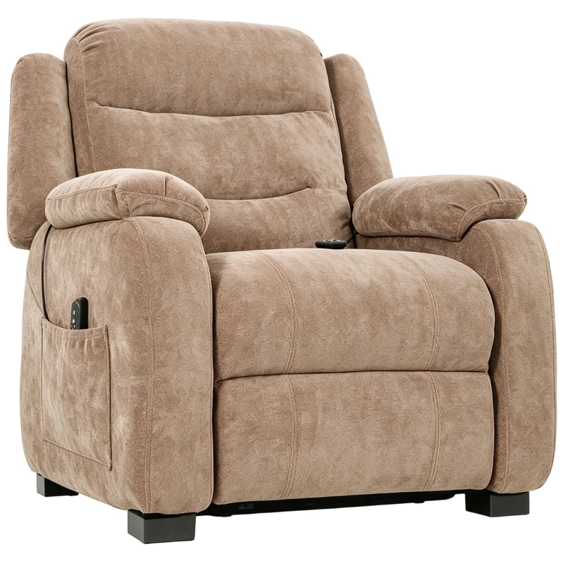 HOMCOM Massage Recliner Chair, Power Recliner with Quiet Brushless Motor, Remote, Pockets, 2 Memory Positions, Brown