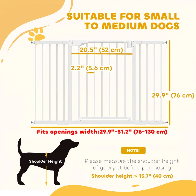 PawHut Baby Gate, Pet Safety Gate Pressure Fit, 30"-51" Wide with Two-Way Open, Auto-Close for Stair, Doorways, Hallways, Black