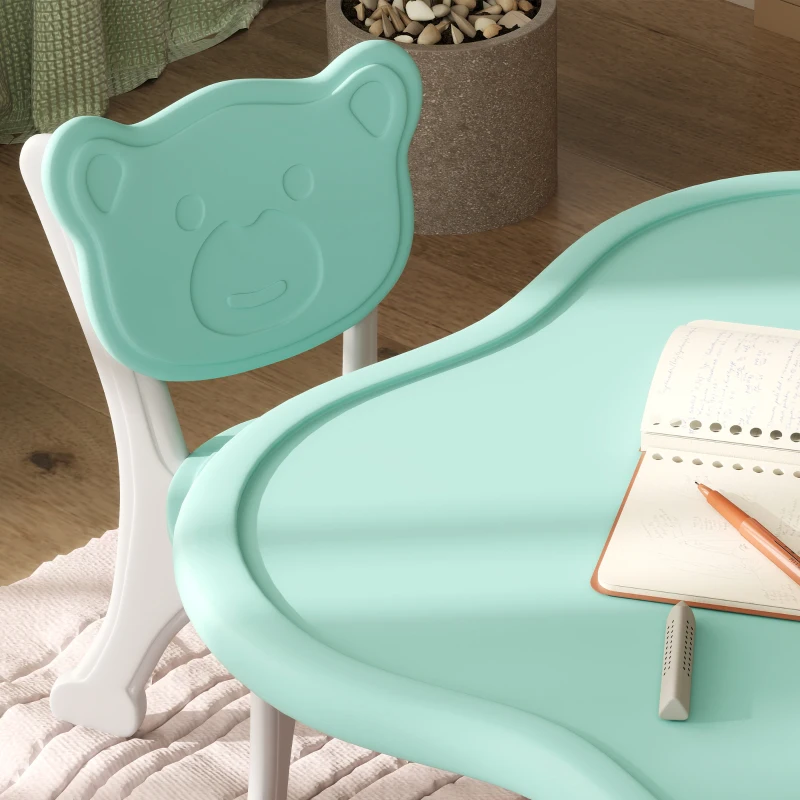 Qaba 3 Piece Kids Table and Chairs Set for 3-6 Years Old, Light Blue