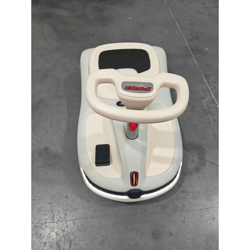 Qaba 12V Electric Wiggle Car with Convertible Steering Wheel Pull Handle, 2 Speed, Music, Lights for 3-5 Years, White