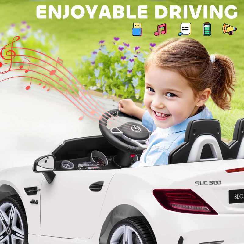 Aosom 12V Ride On Car with Parent Remote Control Two Motors Music Lights Suspension Wheels for 3-6 Years White