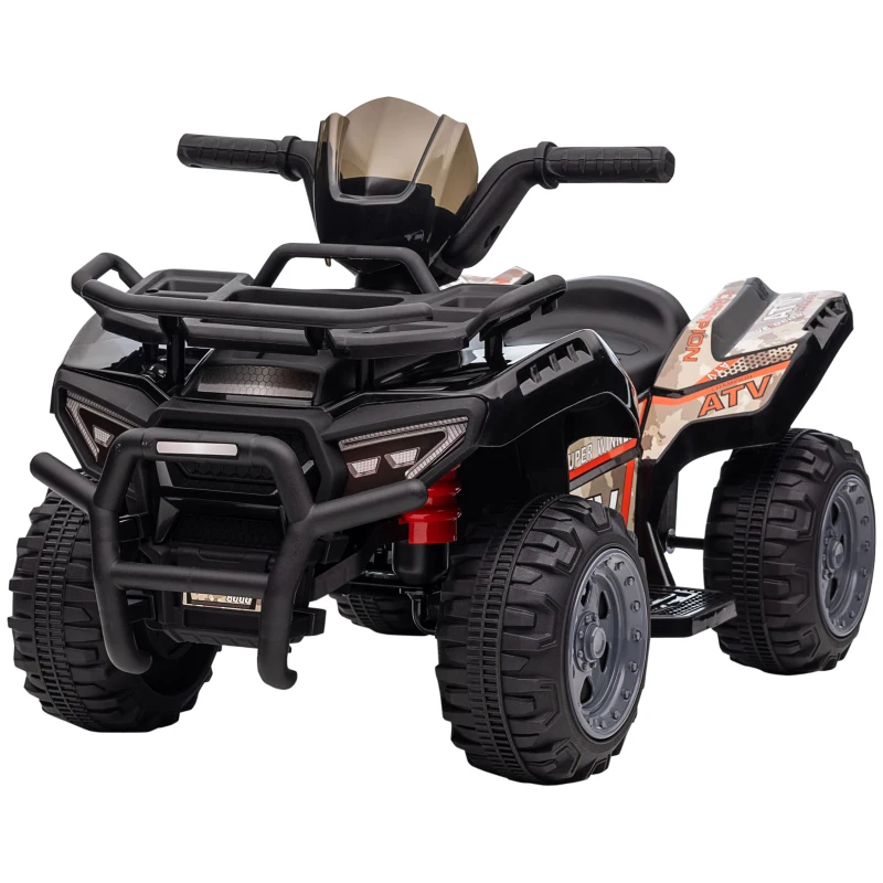 Aosom Kids ATV Four Wheeler  Ride on Car, Motorized Quad, 6V Battery Powered Electric Quad with Songs for 18-36 Months, Black