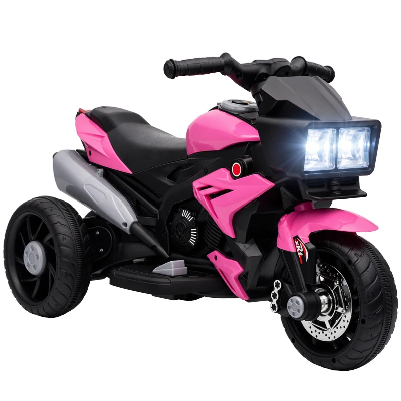 Aosom 6V Kids Motorcycle, Battery-Operated Mini Electric Motorbike with Forward/Reverse Switch, Horn, Pink