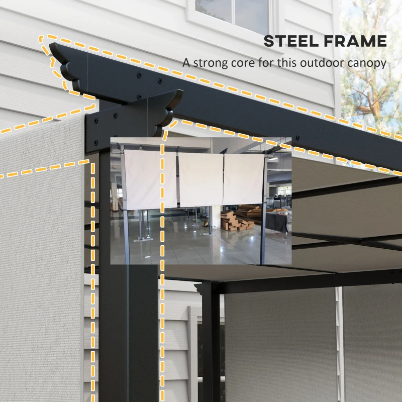 Outsunny 10' x 12' Metal Pergola, Outdoor Pergola with Retractable Canopy, for Garden, Patio, Backyard, Deck
