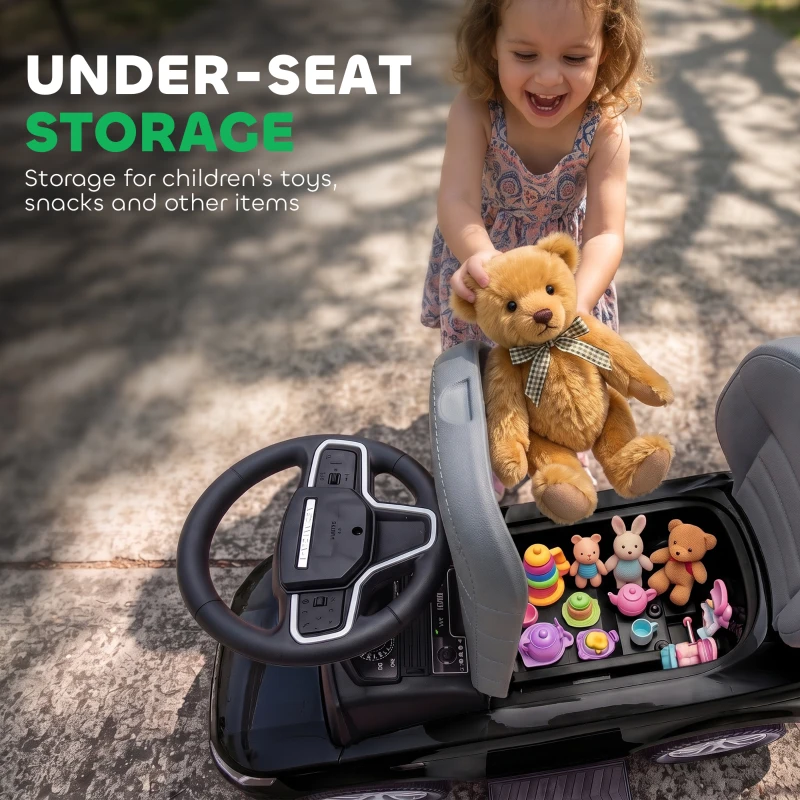 Qaba Land Rover Discovery Licensed 2-in-1 Ride On Push Car with Removable Parent Handle, Under-Seat Storage, Black