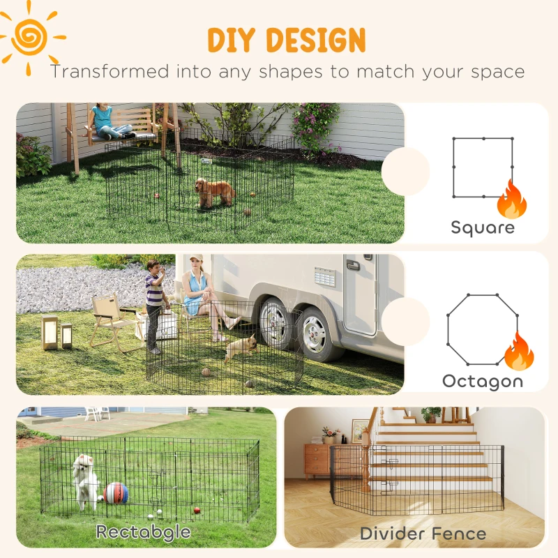 PawHut 24inch Foldable Metal Exercise Pet Playpen Yard Dog Puppy Kennel Cage 8 Panel
