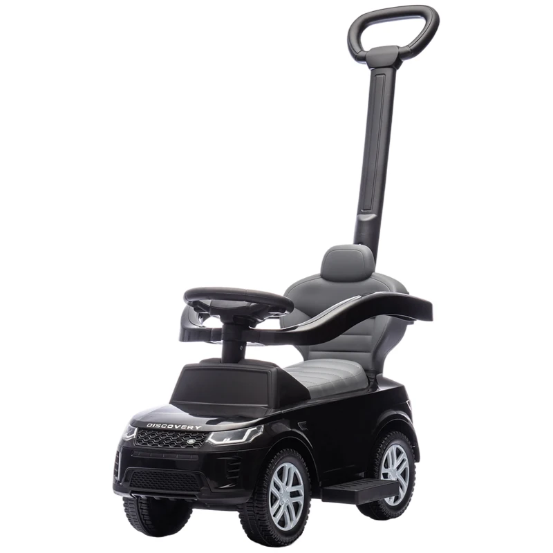 Qaba Land Rover Discovery Licensed 2-in-1 Ride On Push Car with Removable Parent Handle, Under-Seat Storage, Black