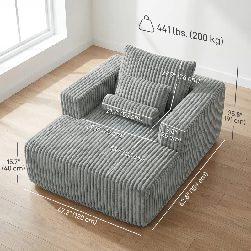 HOMCOM Sofa Bed, Sleeper Chair Bed with Pillow, Single, Grey