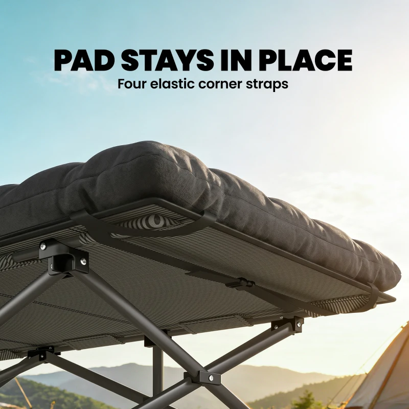 Outsunny Set of 2 Camping Cot with Soft Pad, 32" Extra Wide Folding Cots with Non-Slip Feet and Carry Bag, Black
