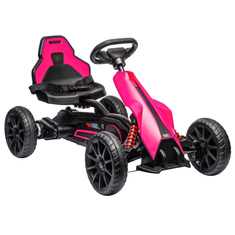 Aosom 12V Electric Go Kart for Kids, Ride On Toy with EVA Tires, 2 Speeds, Adjustable Seat, Safety Belt for 3-8 Years, Pink