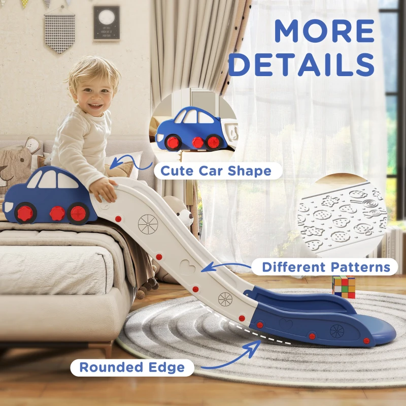 Qaba Extra Length Toddler Slide for Bed, Sofa, Easy to Assemble, Blue