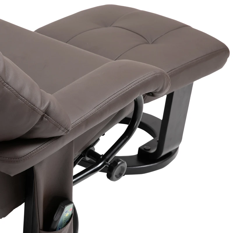 HOMCOM Massage Recliner Chair with Ottoman, 360° Swivel Recliner and Footstool, 10-Point Vibration, Brown