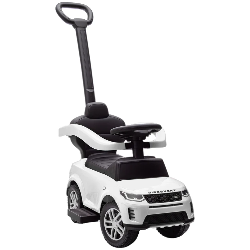 Qaba Land Rover Discovery Licensed Baby Push Car, 2-in-1 Ride on Car with Push Handle and Safety Guardrail, White