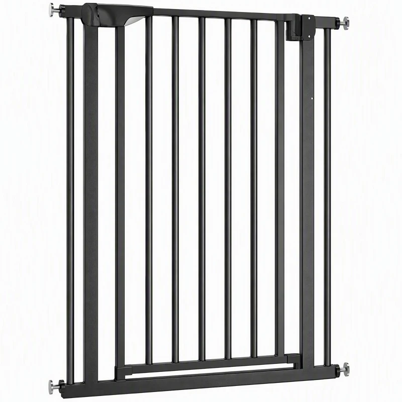 PawHut 30"-32" Baby Gate, 36"H Pet Gate with Auto-Close, Two-Way Open, Pressure Mounted, Black