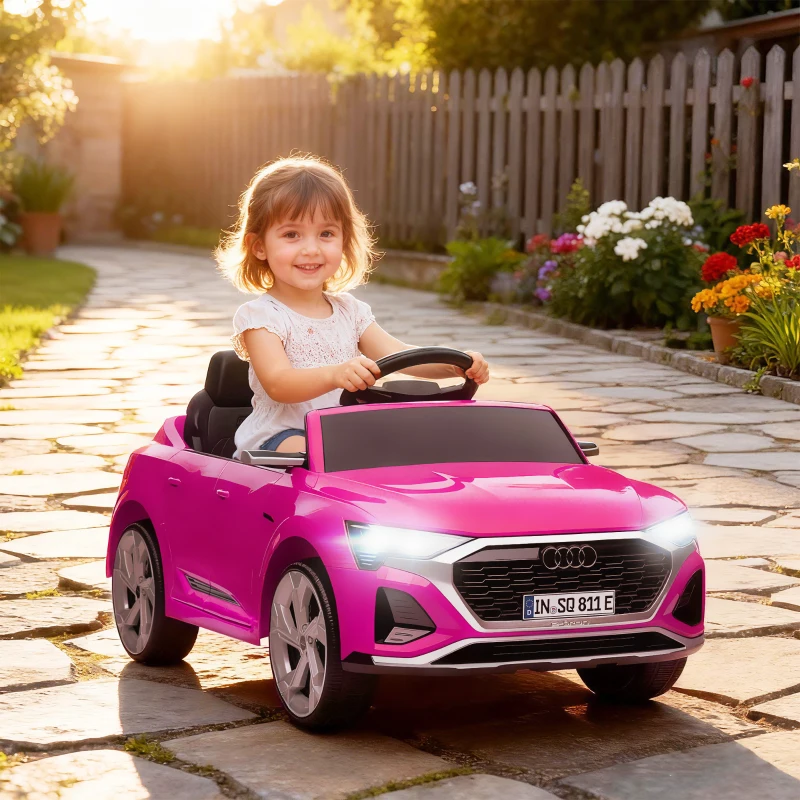 Qaba Audi Q8 e-tron Sportback Licensed 12V Battery Powered Kids Electric Car w/ Spring Suspension, Soft Start, Pink