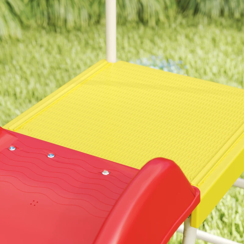Qaba 6ft Slide for Kids, Metal Freestanding Playground Equipment with Climbing Ladder, for Backyard, Outdoor, Indoor, Red