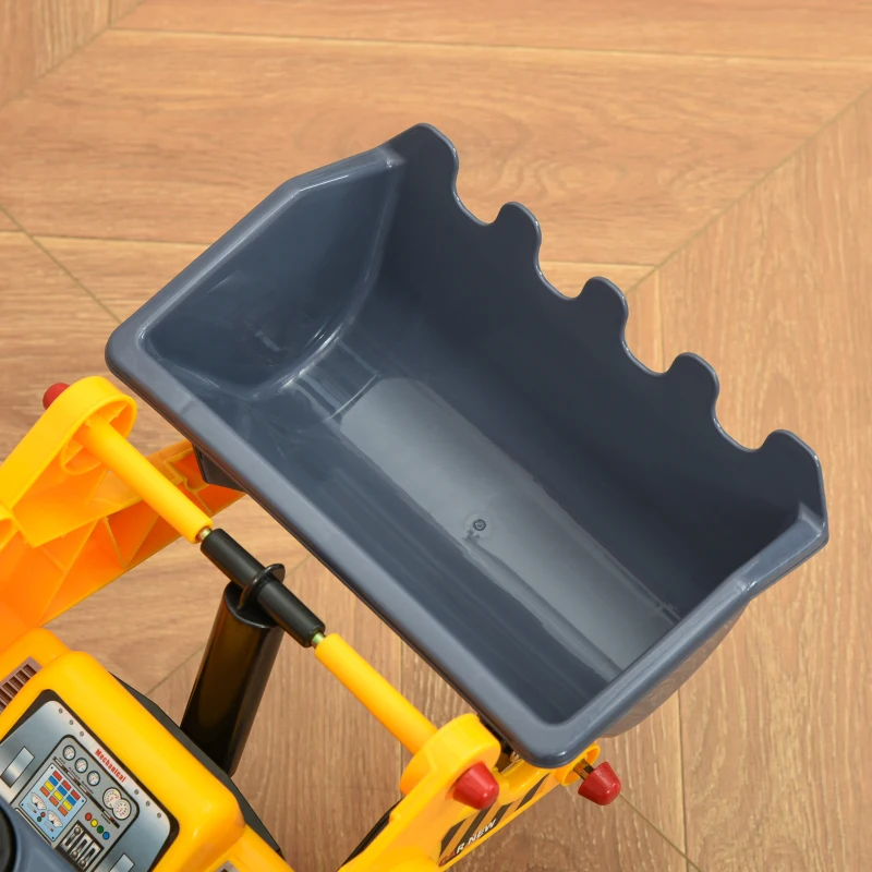 Qaba Kids Bulldozer Ride-On Toy for Toddler with Tough Wheels, Outdoor Construction Toy with Controllable Digging Bucket, Yellow