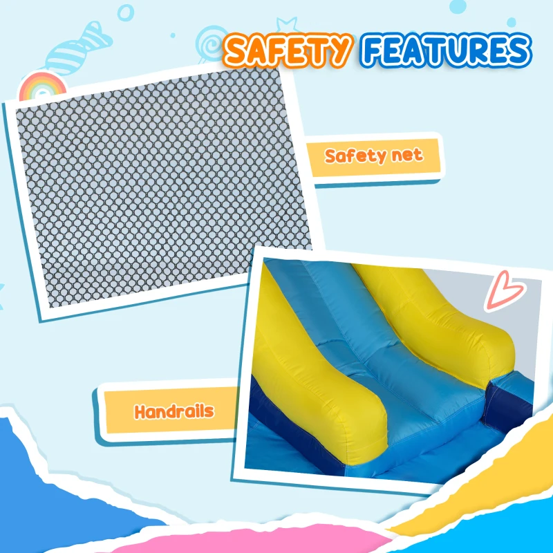 Qaba 5 in 1 Inflatable Bounce House, Water Slide with 550W Blower, Splash Pool, Trampoline, Climbing Wall, Cannon